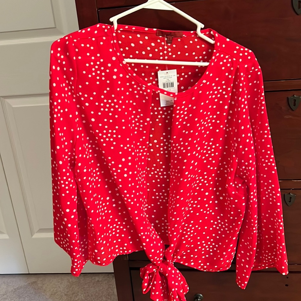 NWT bke blouse polka dot large